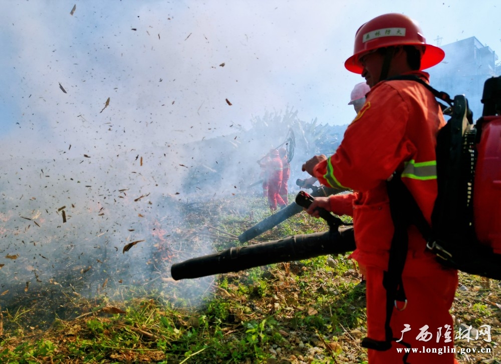 消防员灭杂草火情。岑启貌 摄 消防员灭杂草火情。岑启貌 摄